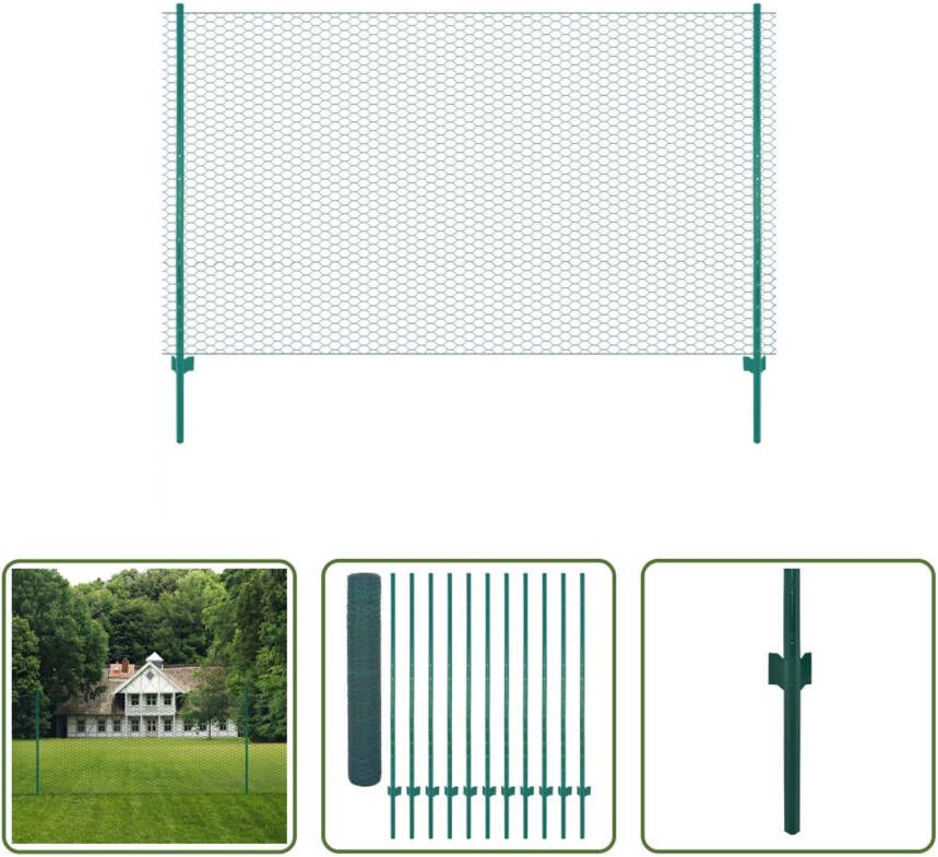 The Living Store Gaashek Groen 25x1.5m PVC gepoedercoat staal Weerbestendig