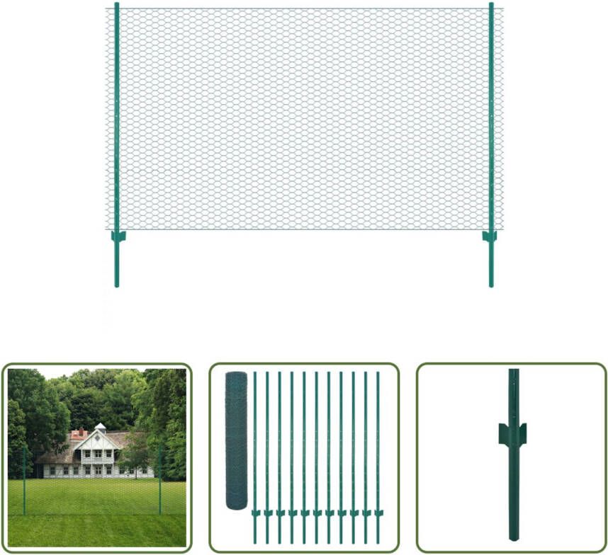 The Living Store Gaashek Groen 25x1.5m PVC gepoedercoat staal Weerbestendig