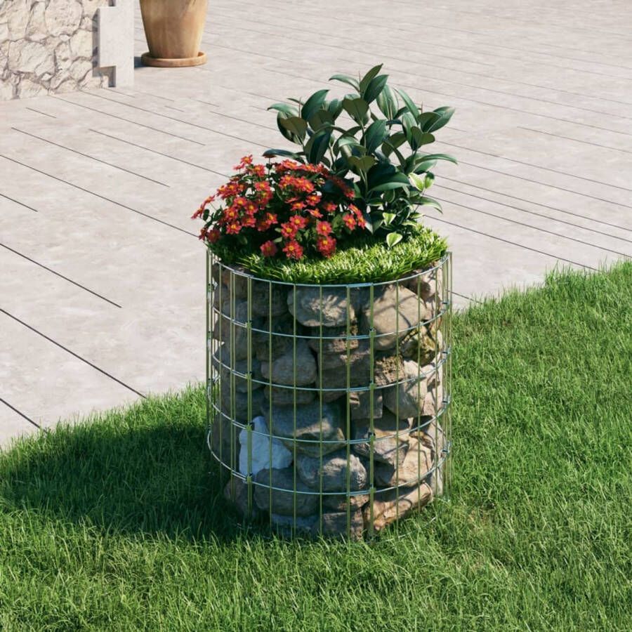 The Living Store Gabion Paal Ronde 50 x 50 cm Zilver Gegalvaniseerd staal