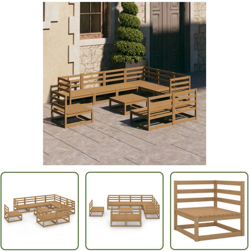 The Living Store Grenenhouten tuinset klassiek design 70 x 70 x 67 cm honingbruin