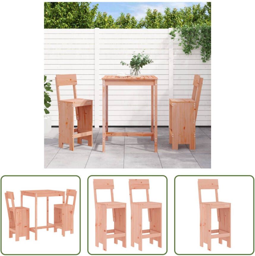 The Living Store Houten Barset Massief Douglashout Tuintafel 82.5 x 82.5 x 110 cm Barkruk 40 x 48.5 x 115.5 cm Draagvermogen 110 kg Montage vereist