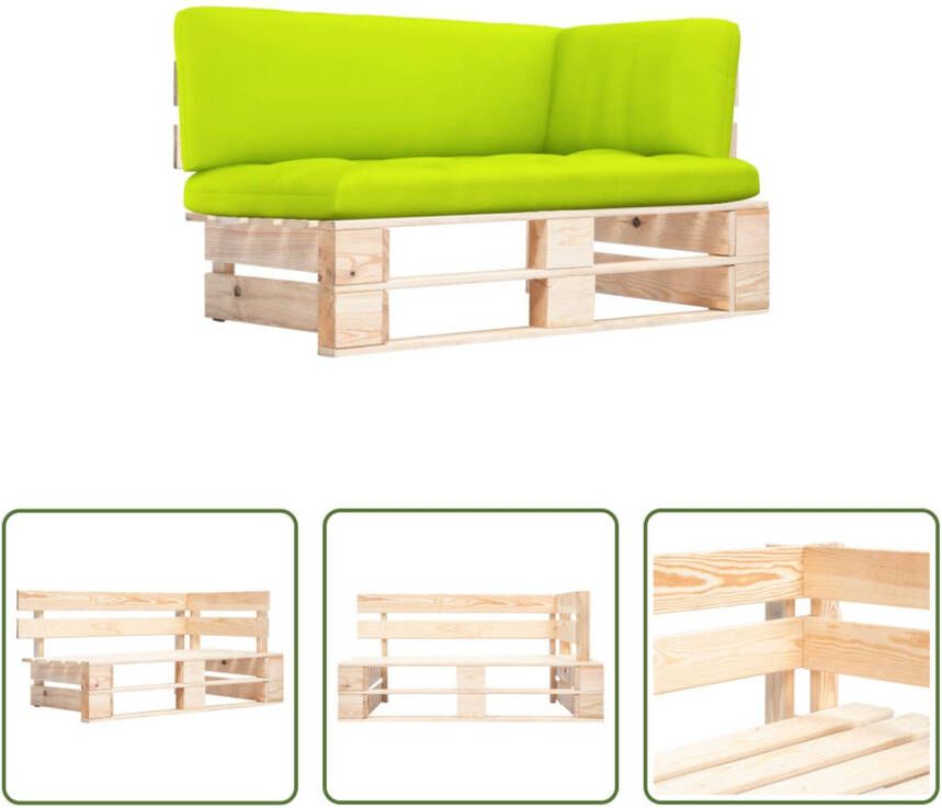 The Living Store Houten Pallet Hoekbank Tuinmeubelen 110 x 65 x 55 cm Grenenhout Inclusief kussens