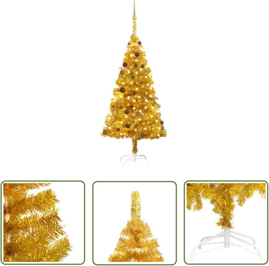 VIDAXL Kerstboom Glanzend Goud 180 Cm Led Verlichting Usb-aansluiting