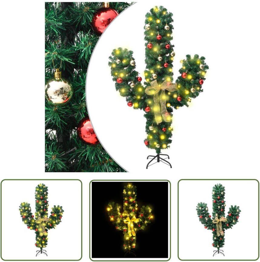 VIDAXL Kerstcactus Kunstplant 150 Cm Led-lampjes 8 Lichteffecten Groen