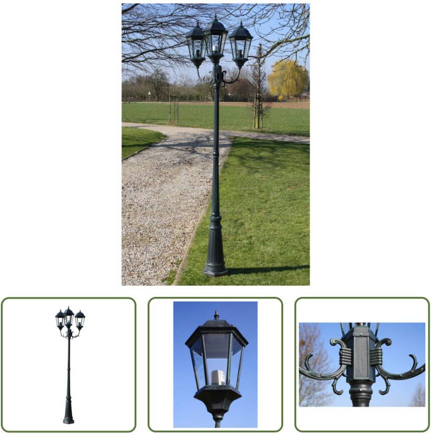 VIDAXL Klassieke Tuinlantaarn 230 Cm 3 Lichtpunten Gietaluminium