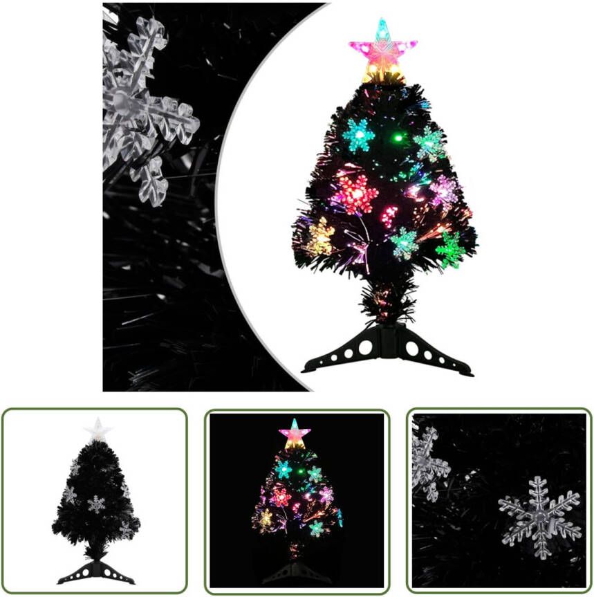 VIDAXL Kunstkerstboom Led En Glasvezel Verlichting 64 Cm Hoog Zwart