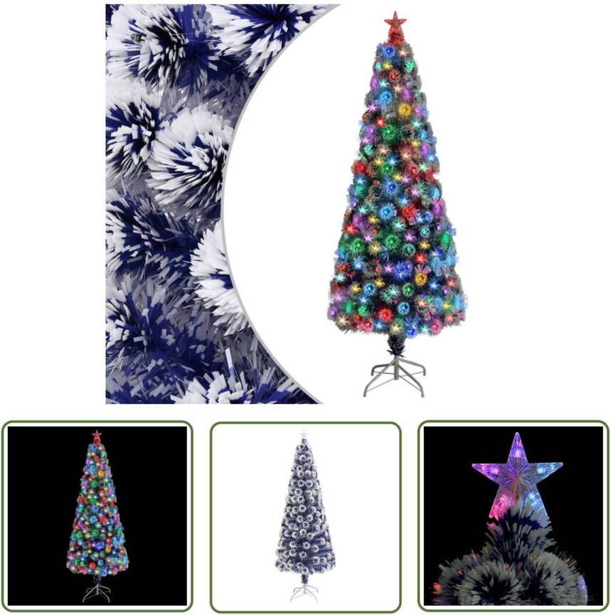 VIDAXL Kunstkerstboom Led Glasvezel Verlichting 240 Cm Wit Blauw