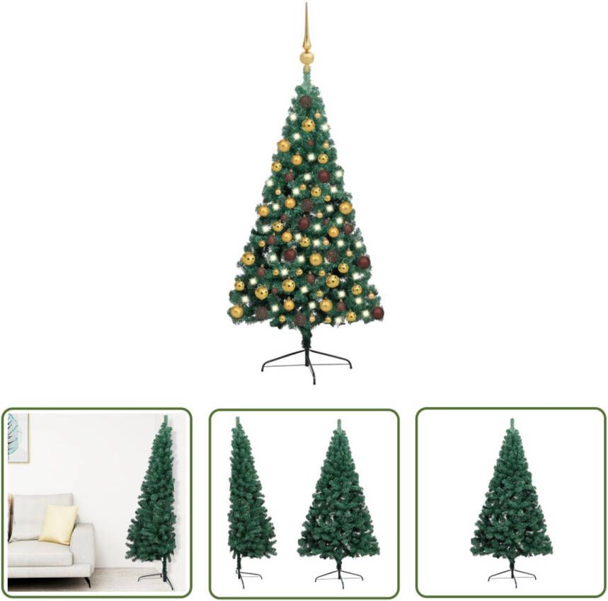 VIDAXL Kunstkerstboom Met Verlichting En Kerstballen Half 180 Cm Groen