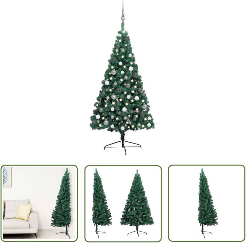VIDAXL Kunstkerstboom Met Verlichting En Kerstballen Half 240 Cm Groen