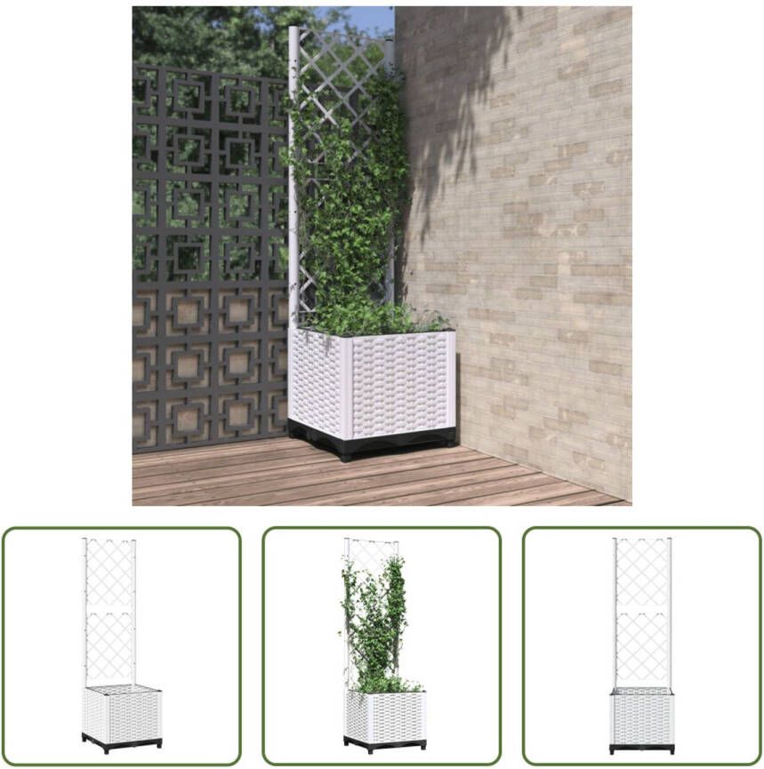 The Living Store Latwerk Plantenbak Wit 40 x 40 x 136 cm Polypropeen