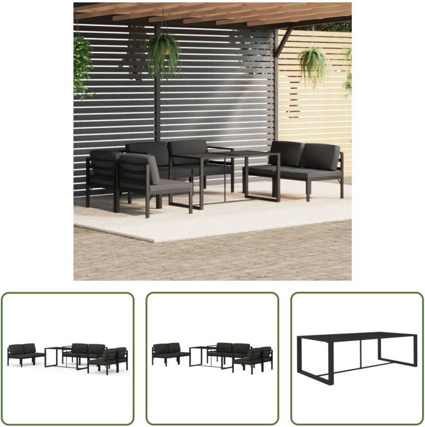 The Living Store Loungeset Aluminium Modulair Design Antraciet Afmetingen tafel- 120 x 60 x 66 cm Afmetingen hoekbank- 70 x 70 x 64.5 cm Afmetingen middenbank- 64.5 x 70 x 64.5 cm