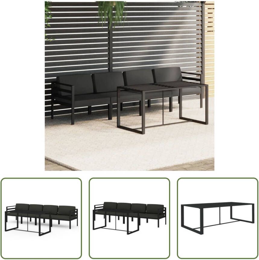 The Living Store Loungeset Modular Aluminium Antraciet 120 x 60 x 66 cm (L x B x H)