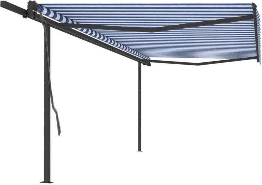 The Living Store Luifel Gepoedercoat Aluminium 500x300 cm Blauw en Wit UV- en Waterbestendig