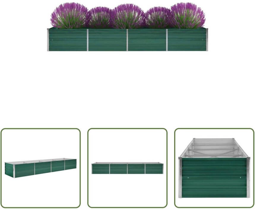 The Living Store Metalen Plantenbak Verhoogd Groen 320x80x45 cm