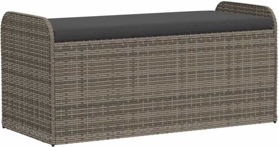 VidaXL Opbergbankje met kussen 115x51x52 cm poly rattan grijs