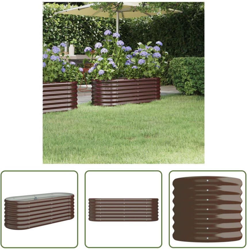 The Living Store Ovale plantenbak 114 x 40 x 36 cm bruin gepoedercoat staal