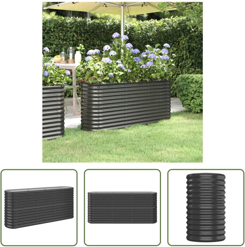 The Living Store Ovale Plantenbak Antraciet 152 x 40 x 68 cm Stevig en weerbestendig