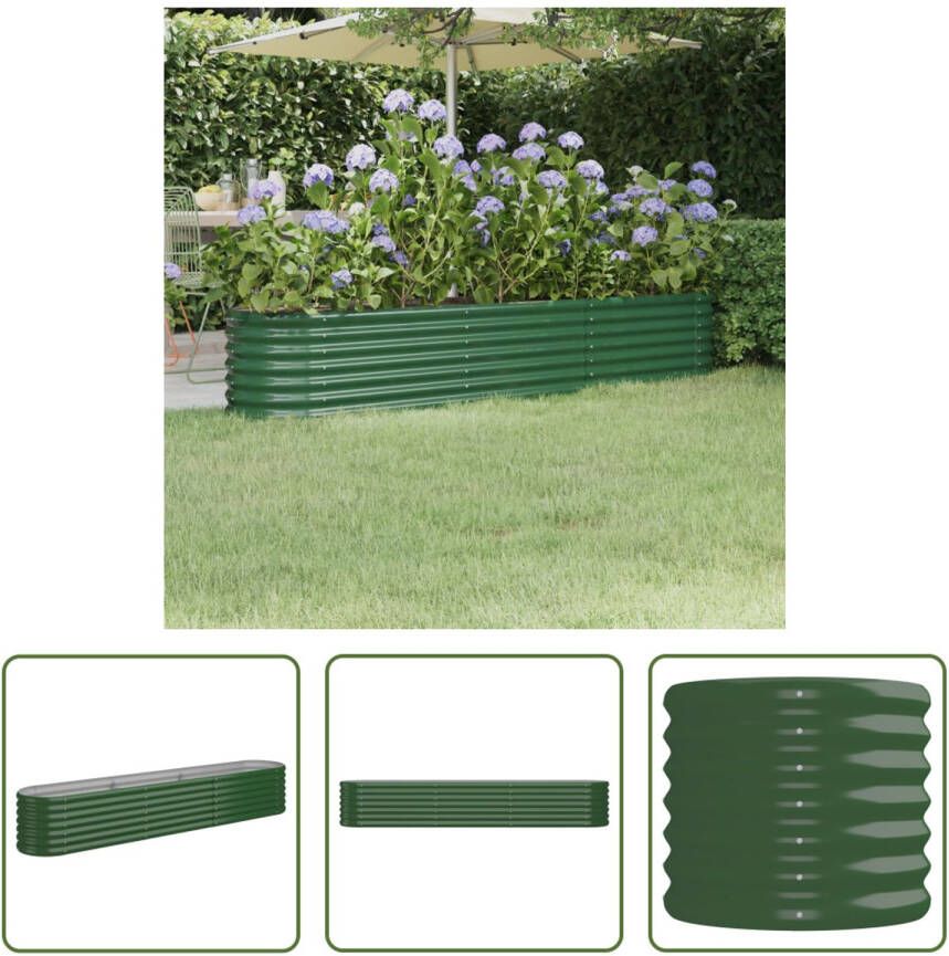 The Living Store Ovale plantenbak Groen 224 x 40 x 36 cm Gepoedercoat staal