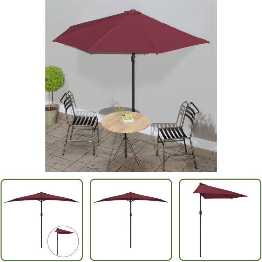 The Living Store Parasol Bordeauxrood 300 x 155 x 223 cm UV-beschermend polyester