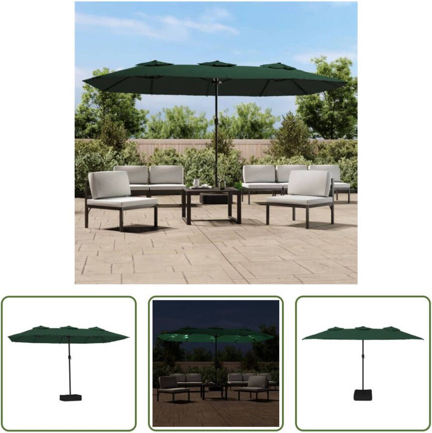 The Living Store Parasol Dubbel Groen Donkergrijs 449x265x245 cm