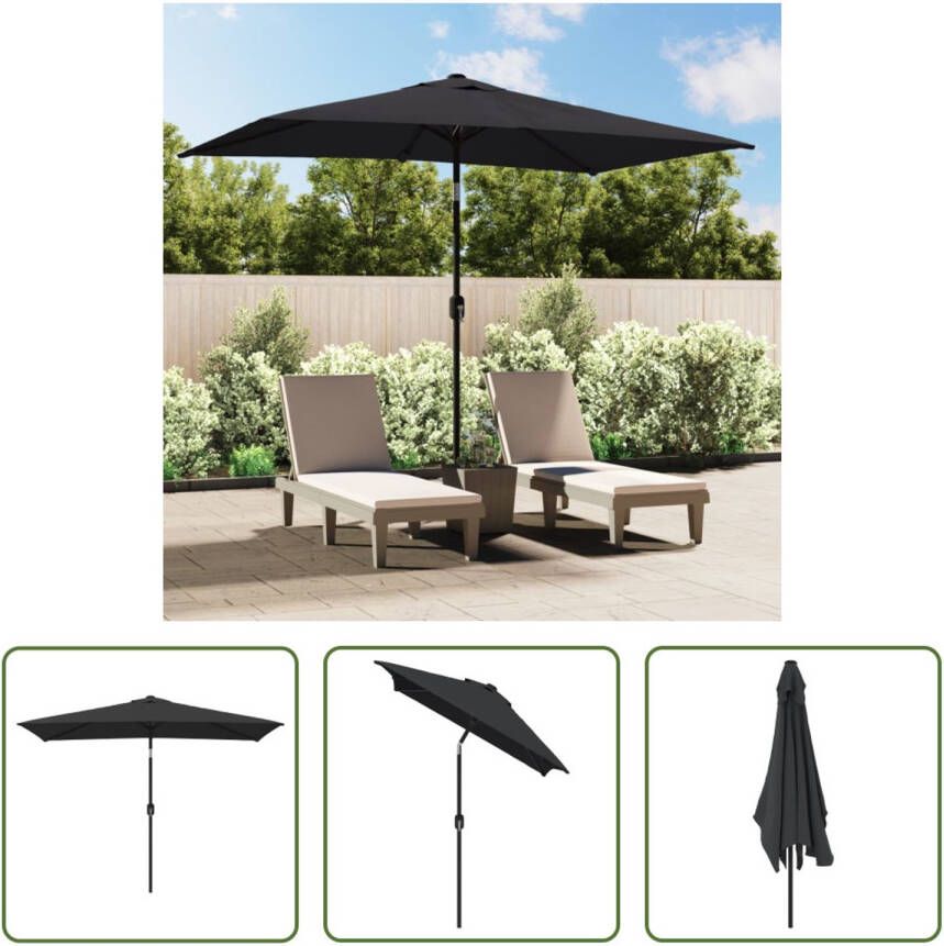 The Living Store Parasol Exclusive 300x200x252 cm Zwart Polyester 38 mm paal UV-bescherming Eenvoudig te monteren