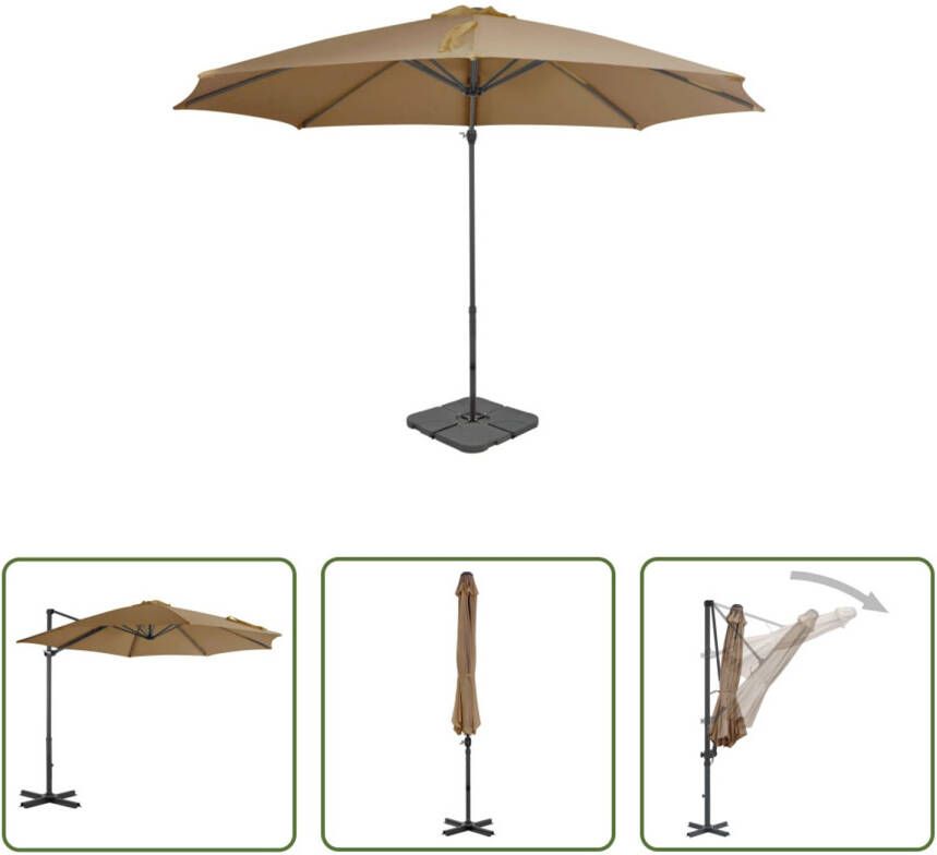 VIDAXL Parasol Parasolvoet Extra Taupe 3x2.4m