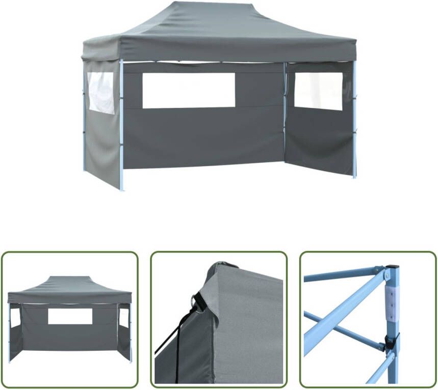 The Living Store Paviljoen Partytent 280 x 410 x 315 cm UV- en waterbestendig Gepoedercoat staal Antraciet