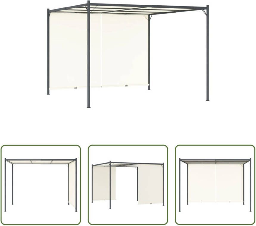 The Living Store Pergola Verstelbaar dak 3 x 3 x 2.25 m Crèmewit