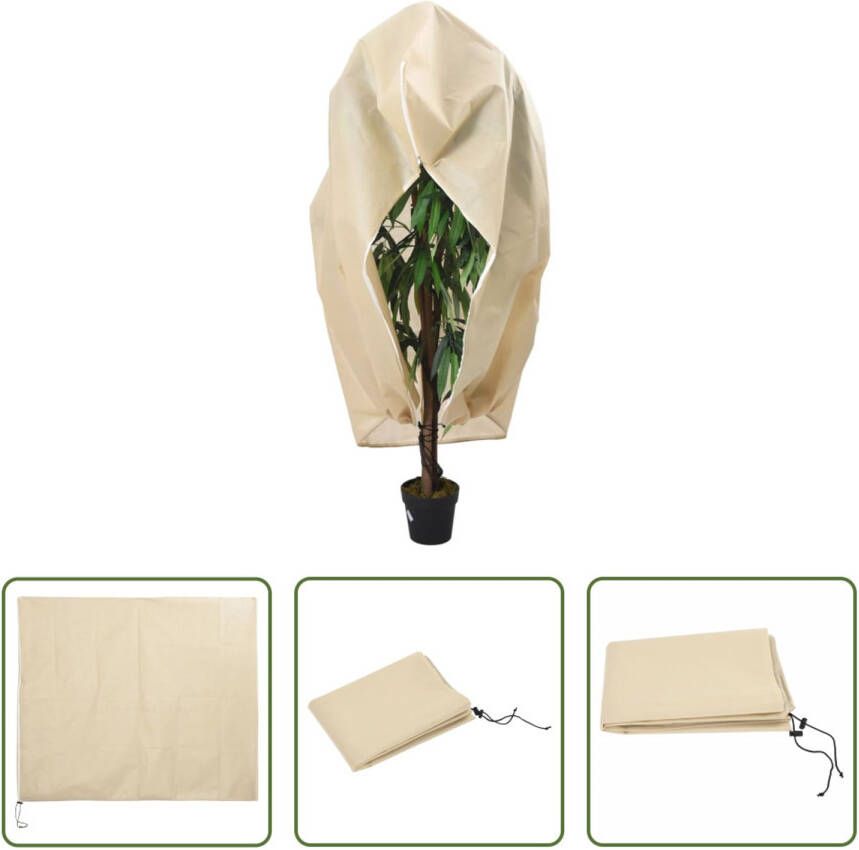 The Living Store Plantenhoes Trekkoord Ritssluiting Beige 2.36 x 2 m Ademend Duurzaam