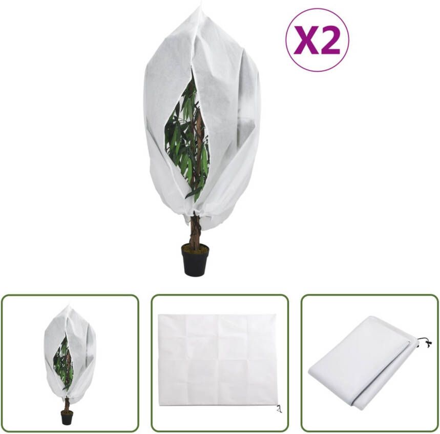 The Living Store Plantenhoes Winterbescherming Ademend en duurzaam Trekkoord en ritssluiting Multifunctioneel Geschikt voor verschillende planten Wit 3.93 x 3 m 70 g m² (Set van 2)