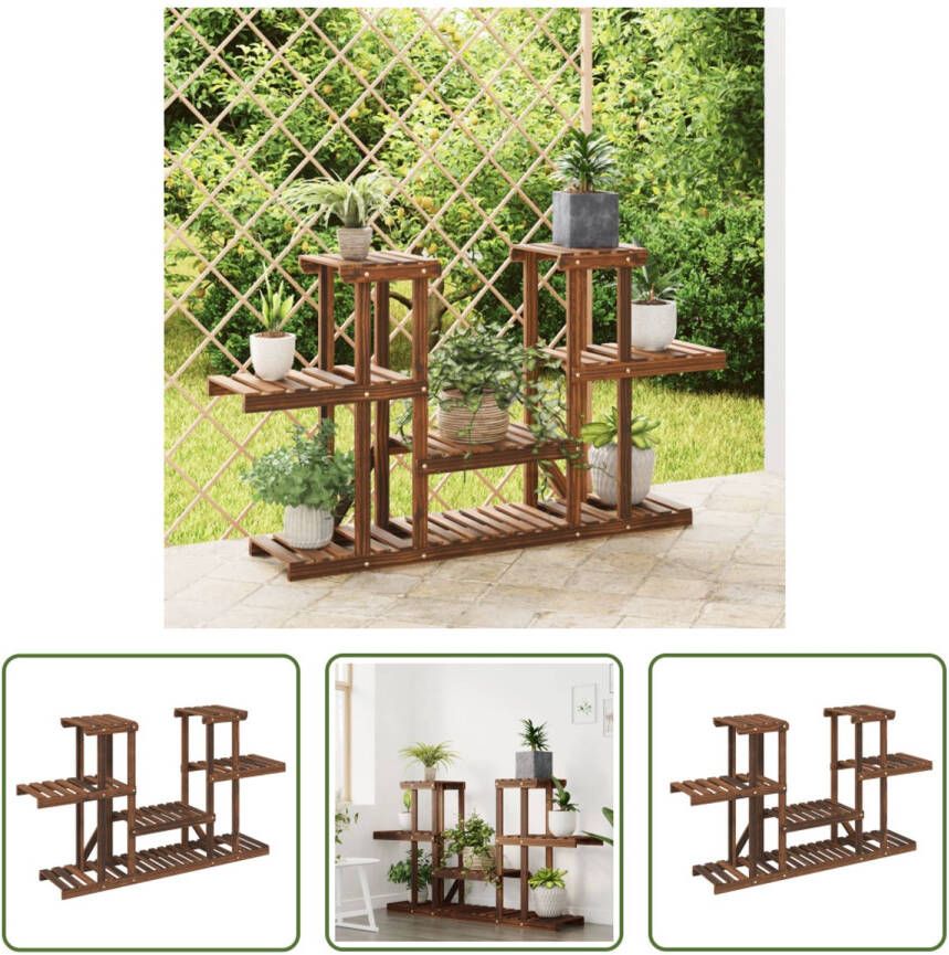 The Living Store Plantenstandaard Houten Bloemenstandaard 110 x 25 x 73 cm Ken- Duurzaam vurenhout