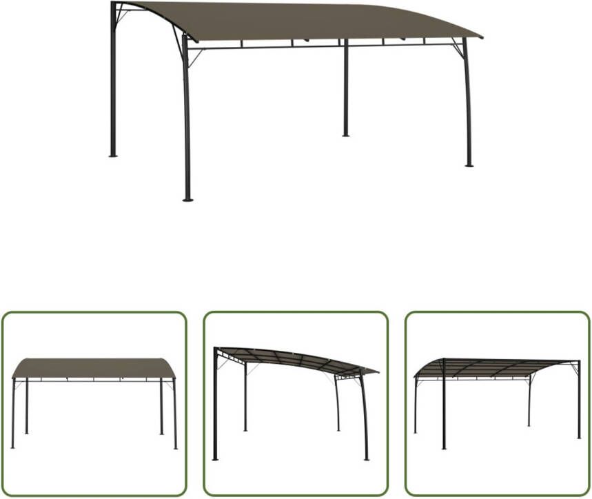 VIDAXL Prieel Zonnedak 4x3x2.55m Stabiel En Duurzaam Taupe