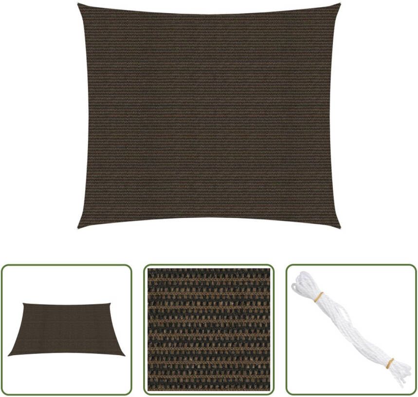 The Living Store Schaduwdoek HDPE 2.5 x 3 m Bruin UV-bestendig