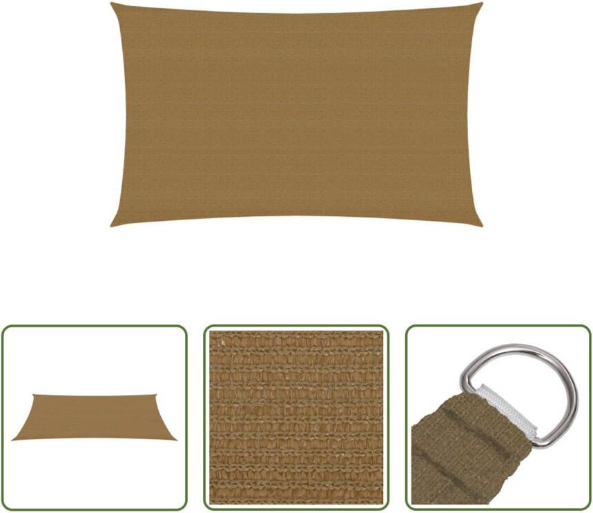The Living Store Schaduwdoek HDPE Taupe 2 x 5 m UV-bestendig wind- en waterdoorlatend