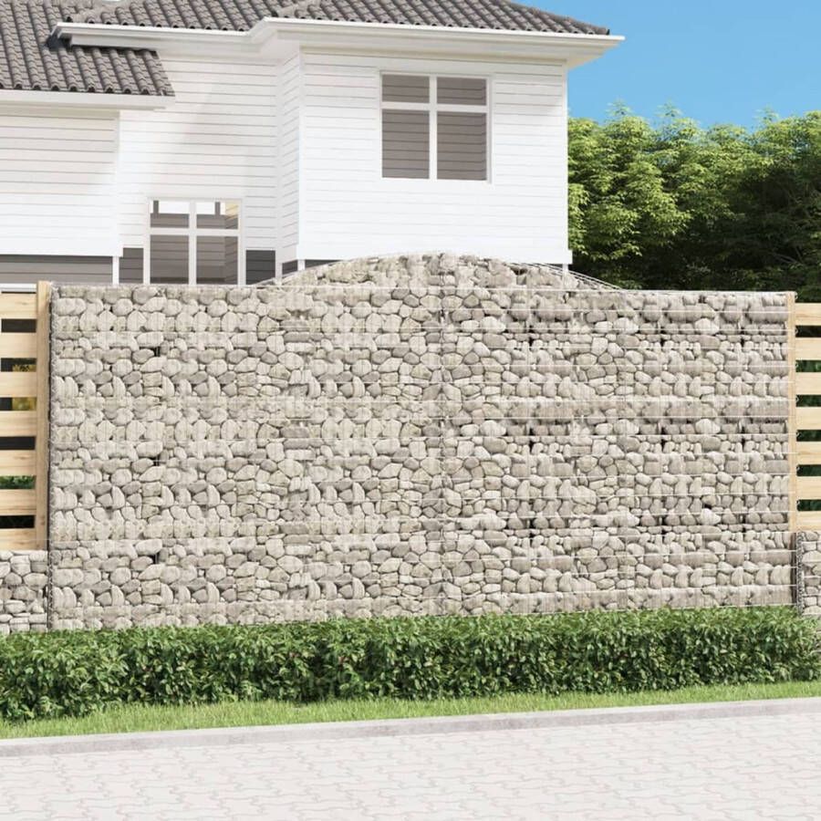 The Living Store Schanskorf Gabion Muur 400x50x200 220 cm Zilver Set van 7