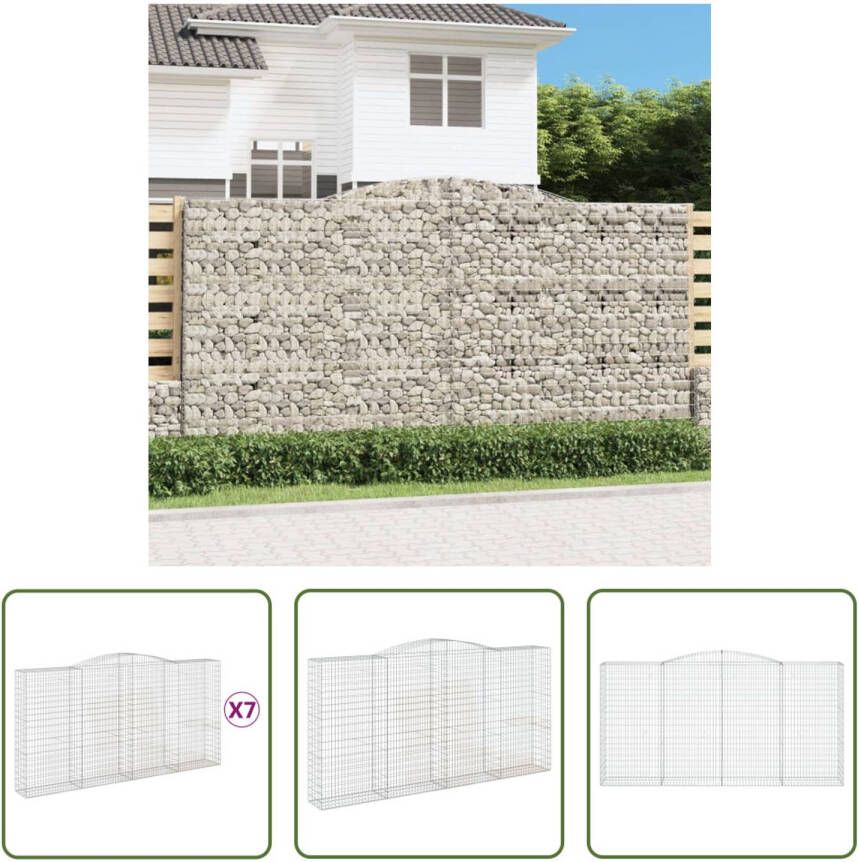 The Living Store Schanskorf Gabion Muur 400x50x200 220 cm Zilver Set van 7