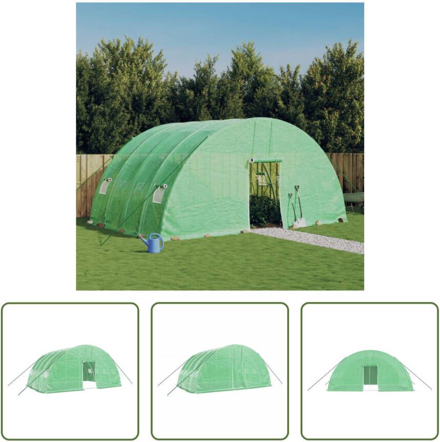 VIDAXL Serre Broeikas 6 X 4 X 2.85 M Pe Groen Stalen Frame