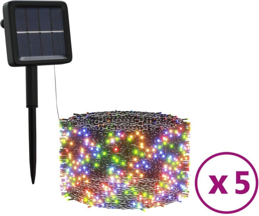 VidaXL 5 st Lichtslinger met 200 LED's solar binnen buiten meerkleurig