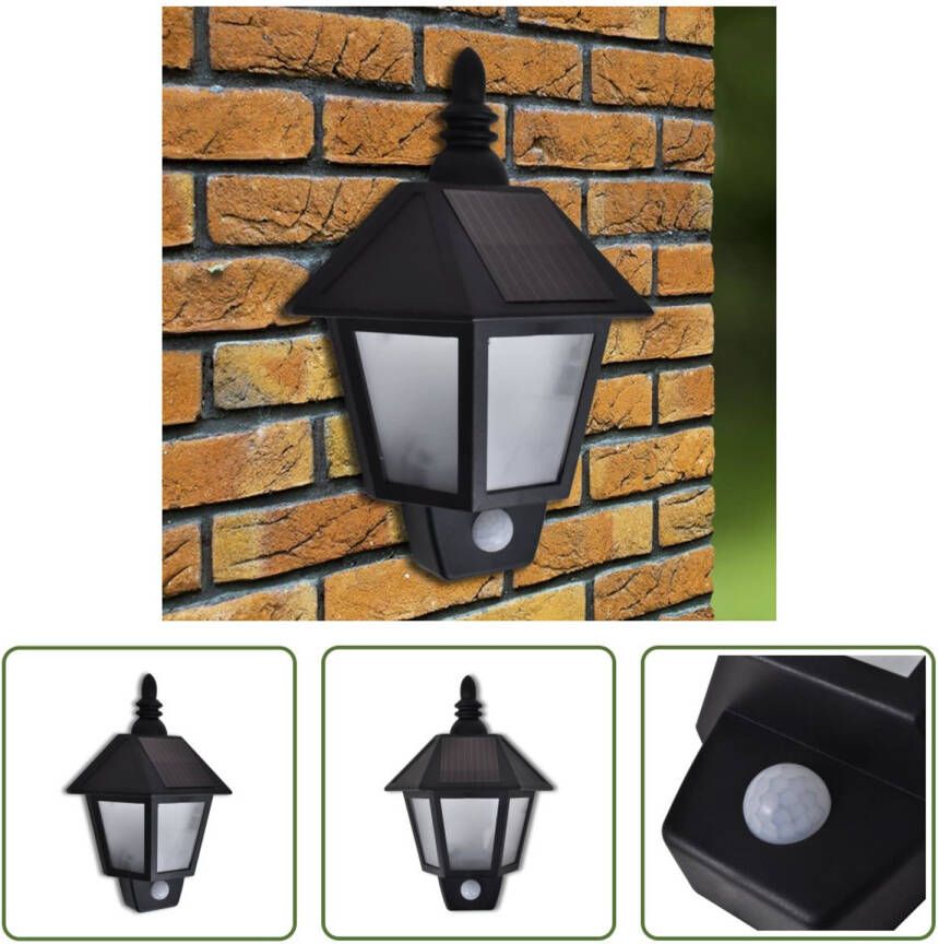 VIDAXL Solar Muurlamp Led Zwart 20 X 9.5 X 27.5 Cm Milieuvriendelijk