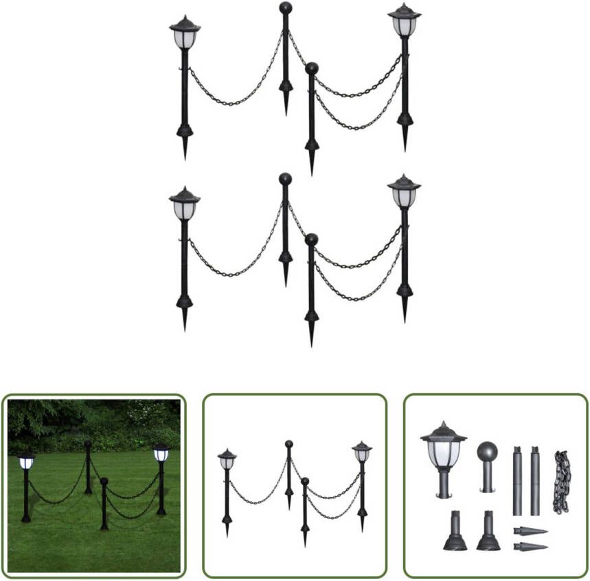 VIDAXL Solarlampen Palenset 70 Cm Hoog Zwart Polypropyleen