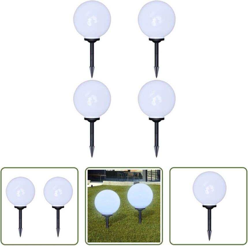 VIDAXL Solarlampen Set Van 4 Witte Bolvormige Lampen 30 Cm Diameter