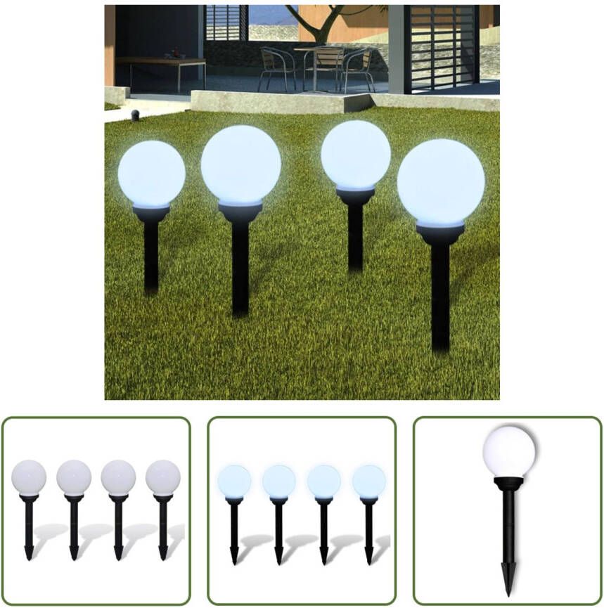 VIDAXL Solarlampenset 4-delige Set Met 2 X 0.1 W Warm Wit Led Ø15cm