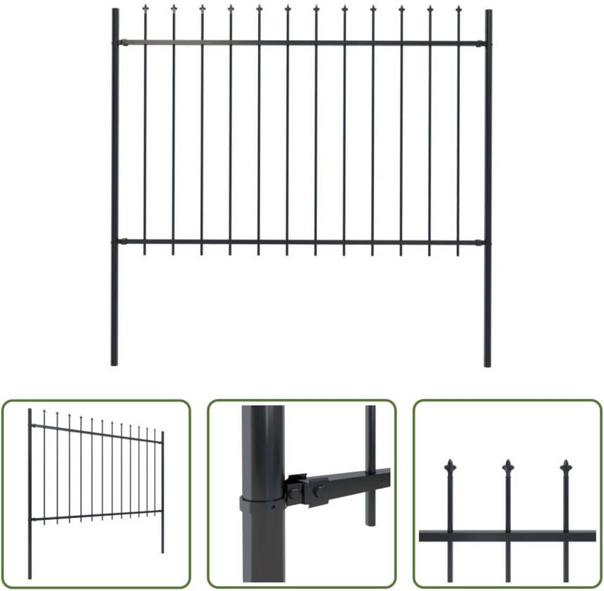 The Living Store Stalen Tuinhek 170x170 cm Zwart 1 Schuttingpaneel 2 Palen