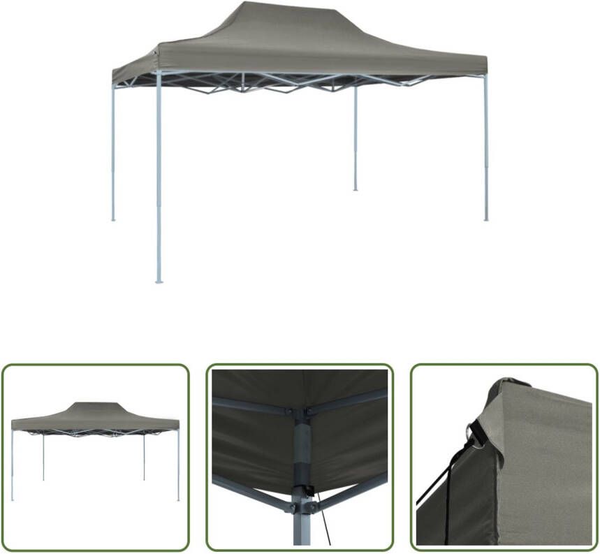 The Living Store Tent pop-up inklapbaar 3x4-5 m antraciet Tuinprieel