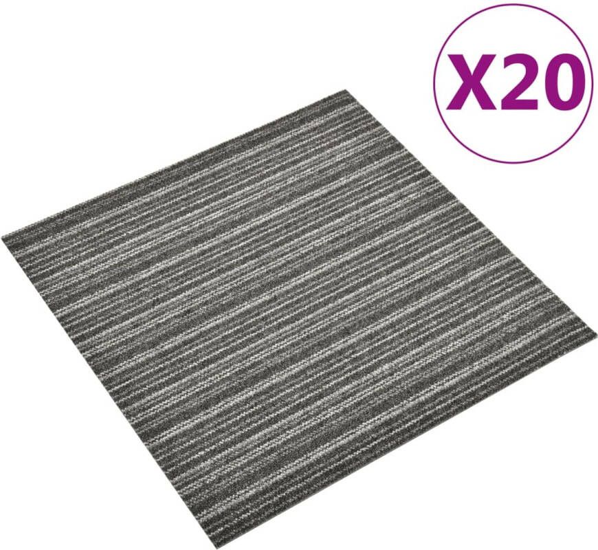 VidaXL Tapijttegels 20 st 5 m² 50x50 cm gestreept antraciet