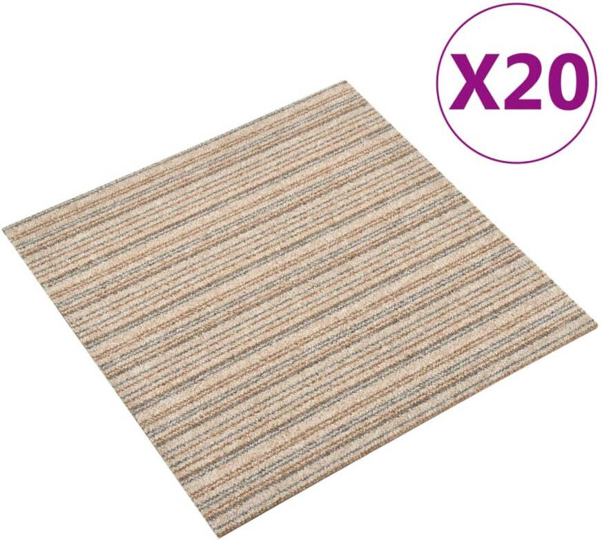 VidaXL Tapijttegels 20 st 5 m² 50x50 cm gestreept beige