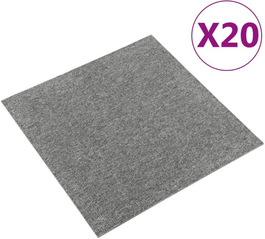 VidaXL Tapijttegels 20 st 5 m² 50x50 cm grijs