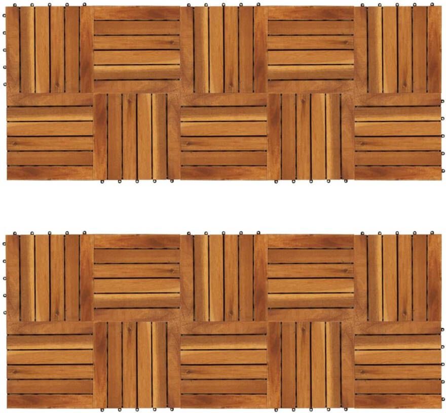 VidaXL Terrastegels verticaal patroon 30 x 30 cm Acacia set van 20