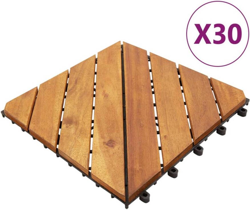 VidaXL Terrastegels 30 st 30x30 cm massief acaciahout bruin