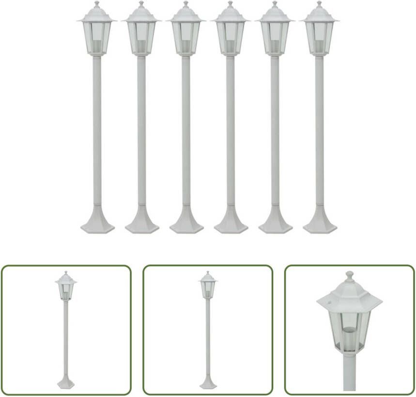 VIDAXL Tuinlampenset 6-delig Aluminium Pvc 110 Cm E27 Fitting